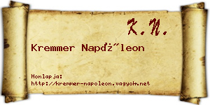 Kremmer Napóleon névjegykártya